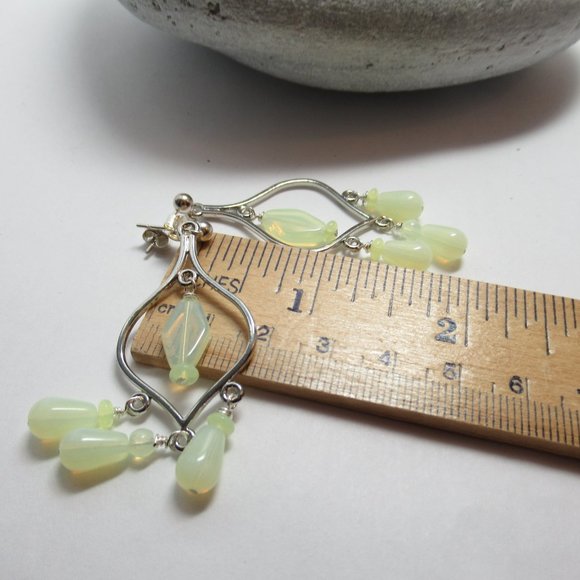 Uranium Glass bead chandelier earrings - Picture 10 of 11